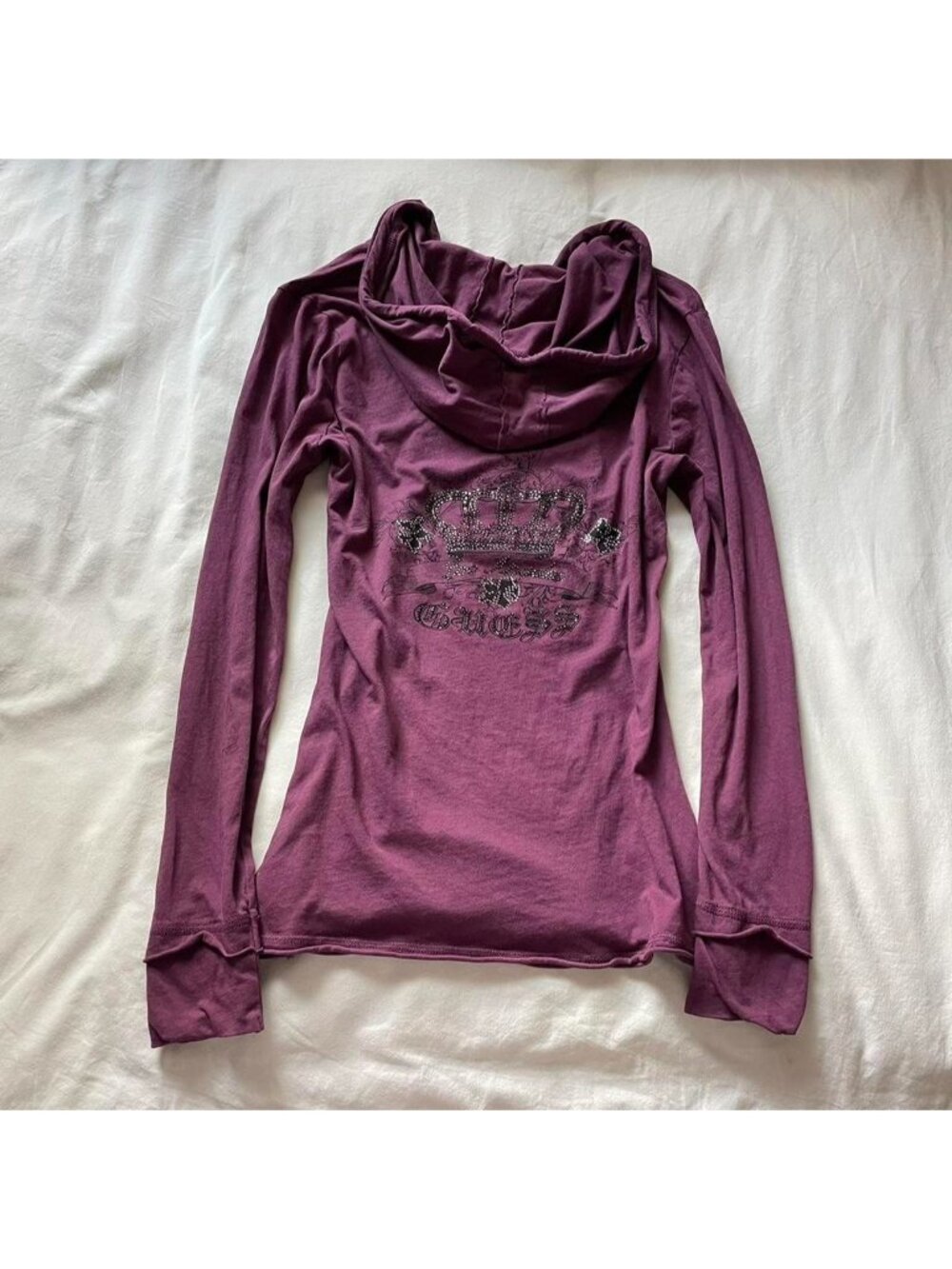 Y2K Guess purple bling long sleeve top with hood